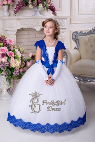 white and royal blue flower girl dresses